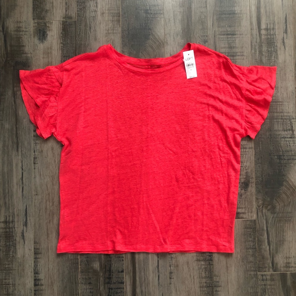Loft Ruffle Sleeve Linen Top - Picture 2 of 2